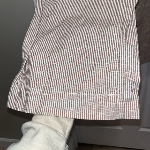 J Crew Wide-leg CITY FIT linen pants taupe white stripes striped drawstring - Picture 5 of 9